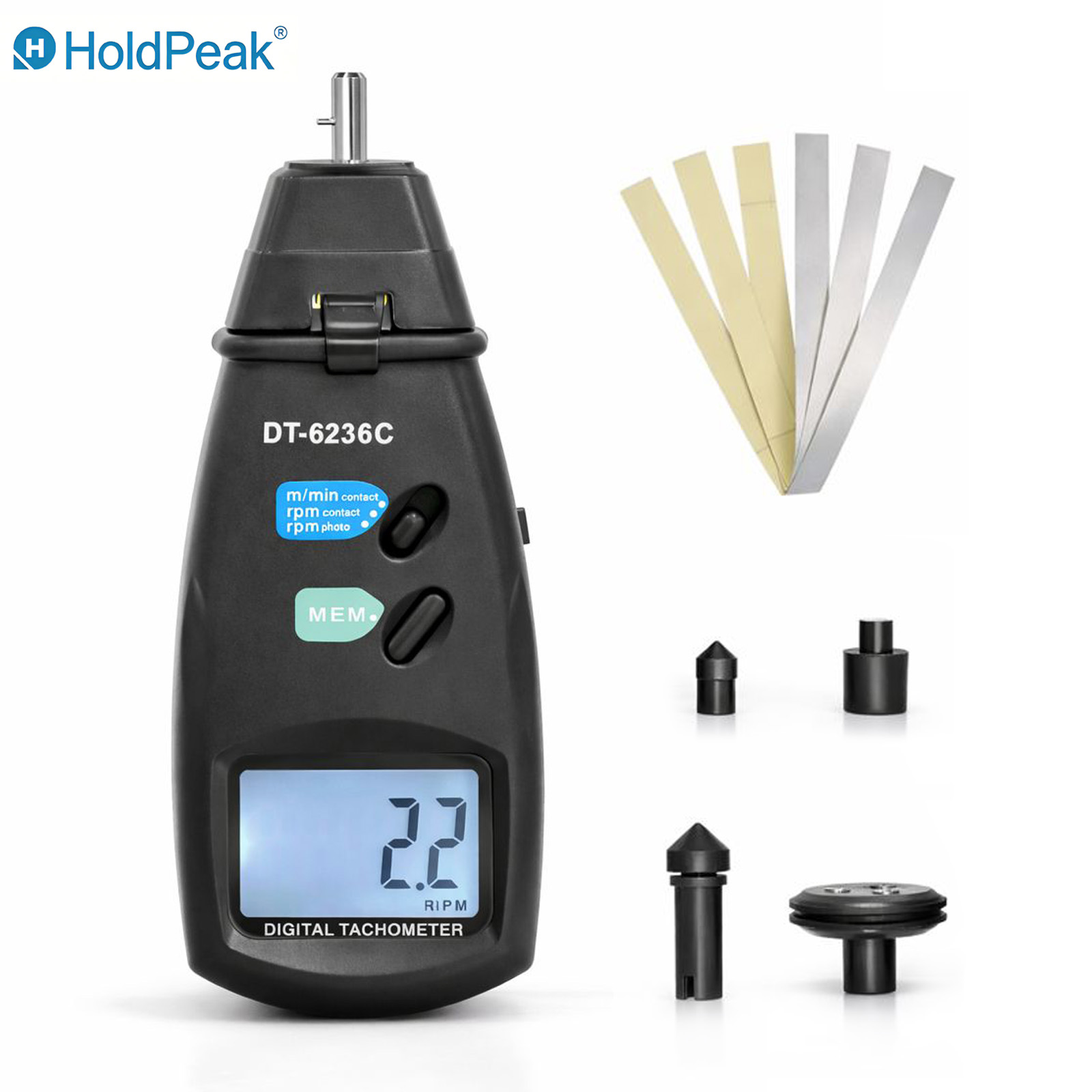 Industrial Laser Tachometer - HoldPeak Kontaktowy i Laserowy Tachometr 2.5-99999RPM