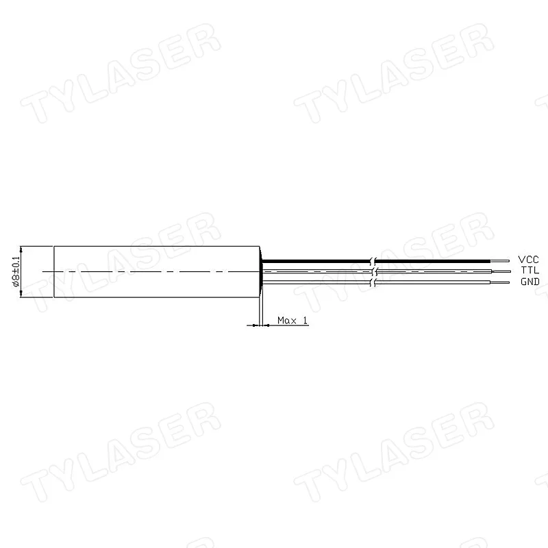 Industrial Grade Laser Pointer - Zewnętrzny moduł laserowy TTL 8mm 635nm