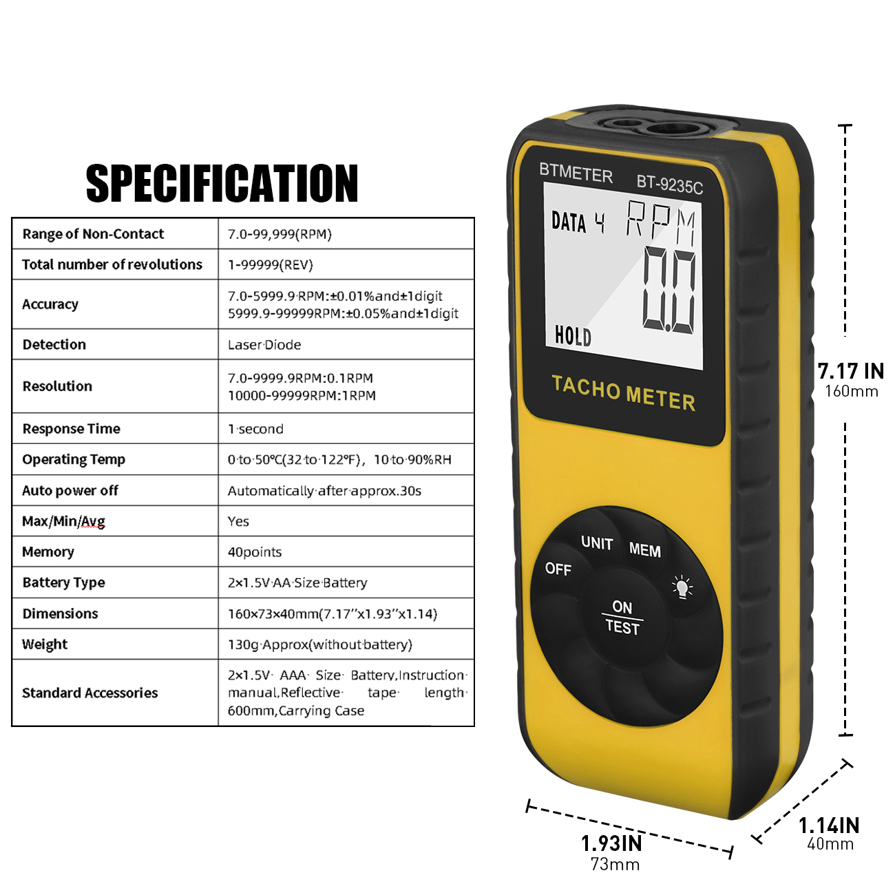 Cyfrowy laserowy tachometr bez – Industrial Laser Tachometer recenzja i cena