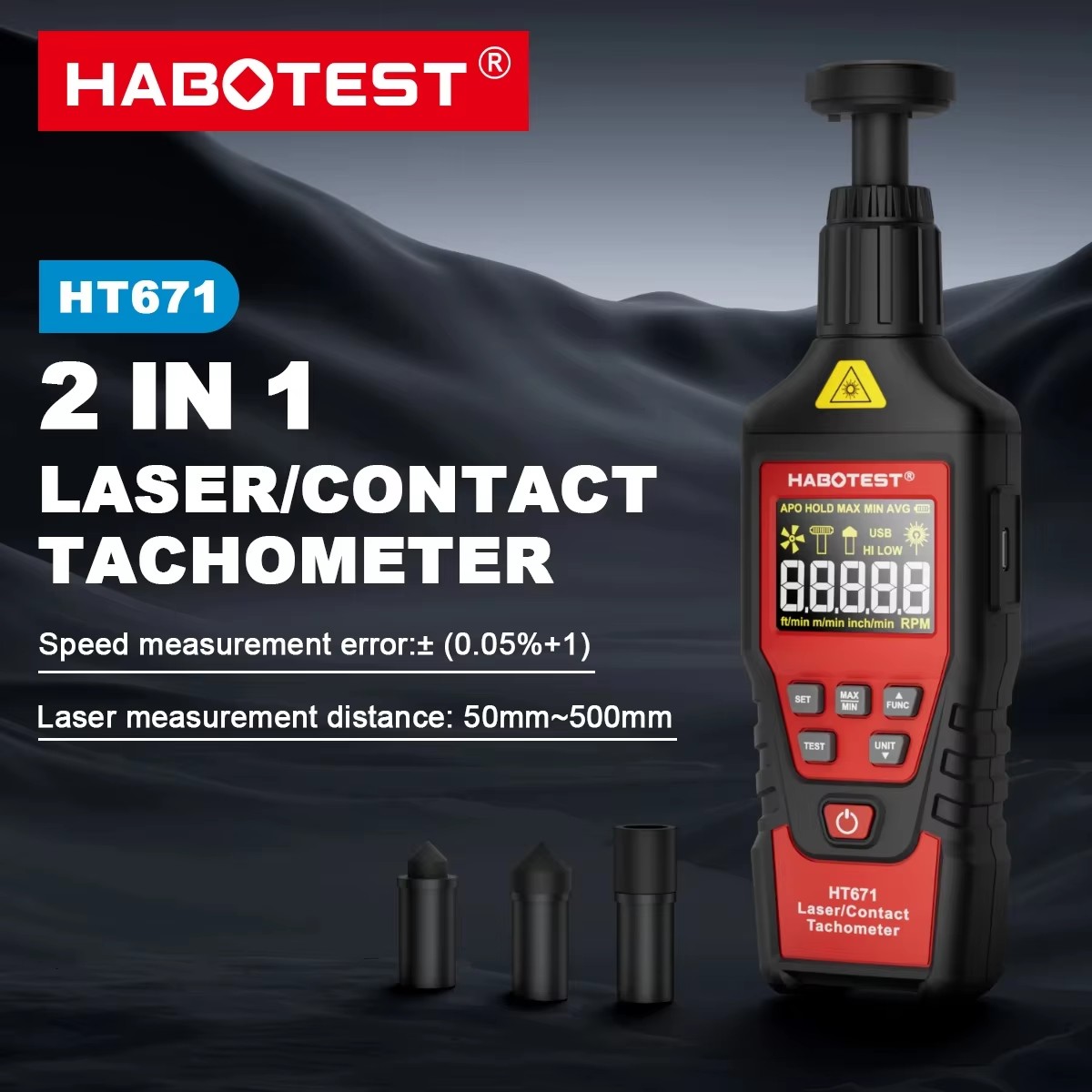 HABOTEST HT671 2-w-1 Cyfrowy T – Industrial Laser Tachometer recenzja i cena