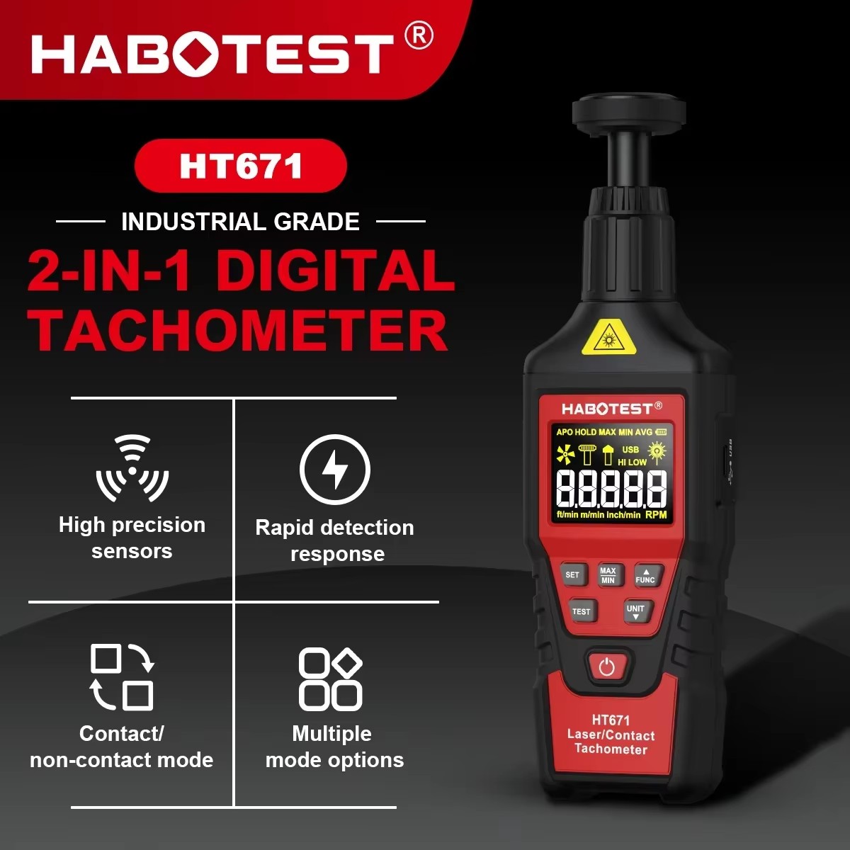 HABOTEST HT671 2-w-1 Cyfrowy T – Industrial Laser Tachometer recenzja i cena