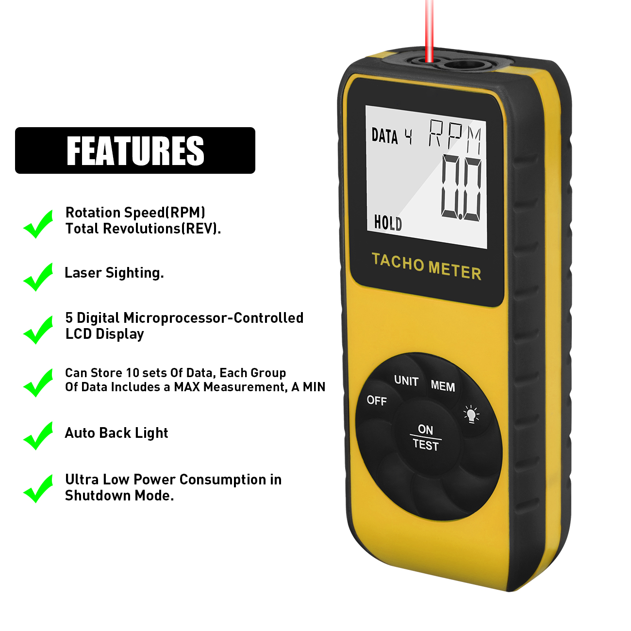 Cyfrowy bezkontaktowy laserowy – Industrial Laser Tachometer recenzja i cena